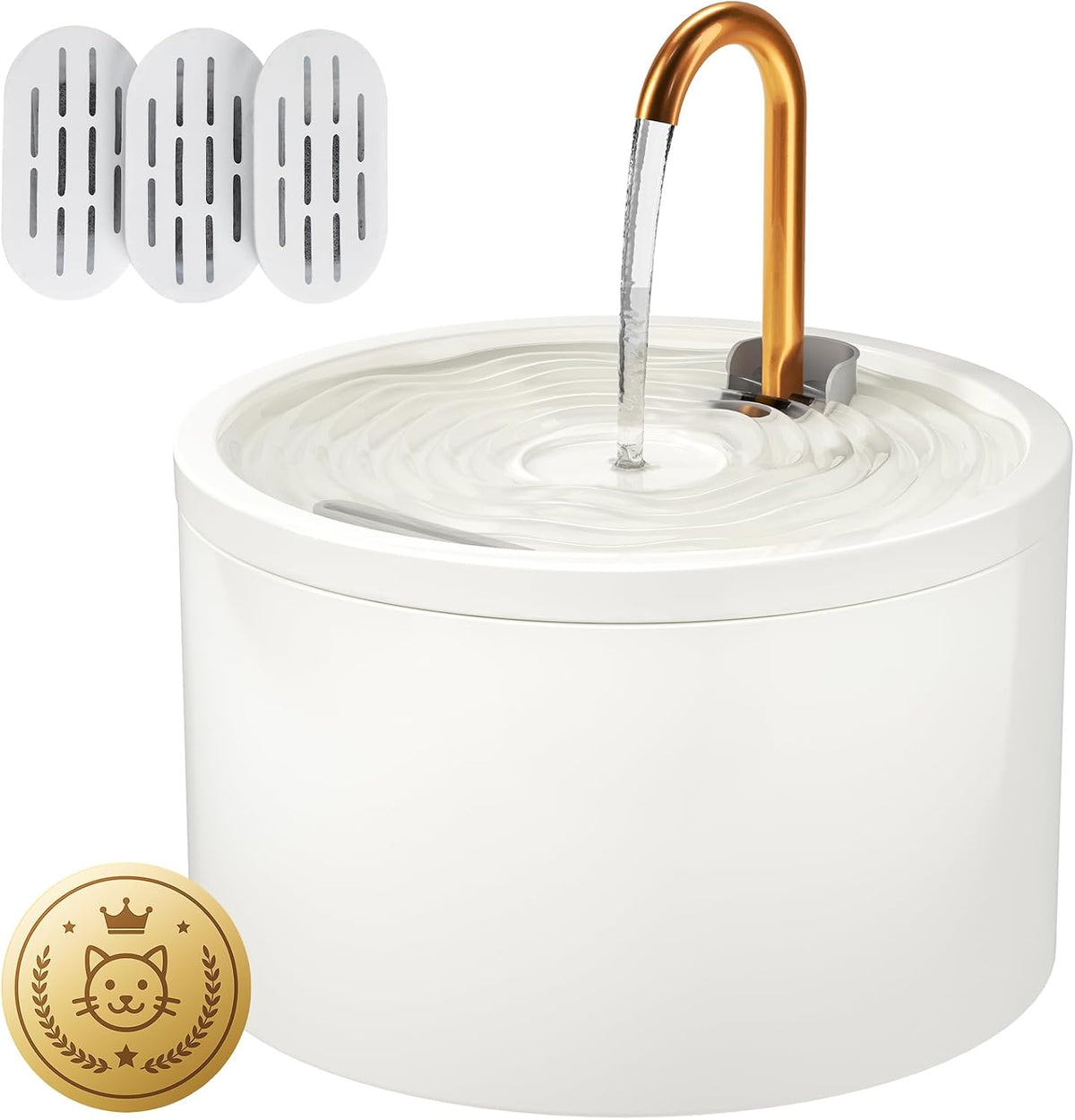 DOOOB 71oz Ceramic Cat Fountain with Copper Faucet Spout