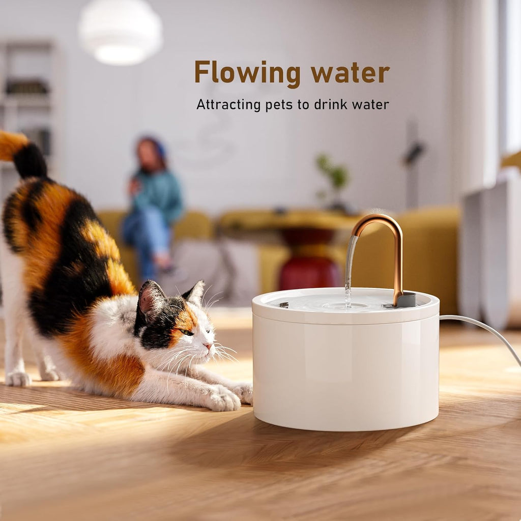 DOOOB 71oz Ceramic Cat Fountain with Copper Faucet Spout