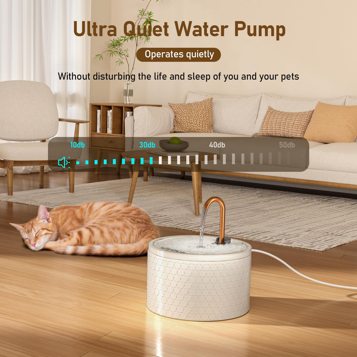 DOOOB 71oz Ceramic Cat Fountain with Copper Faucet Spout