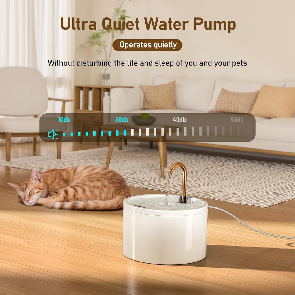 DOOOB 71oz Ceramic Cat Fountain with Copper Faucet Spout