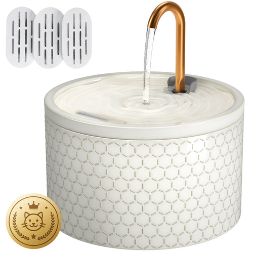 DOOOB 71oz Ceramic Cat Fountain with Copper Faucet Spout