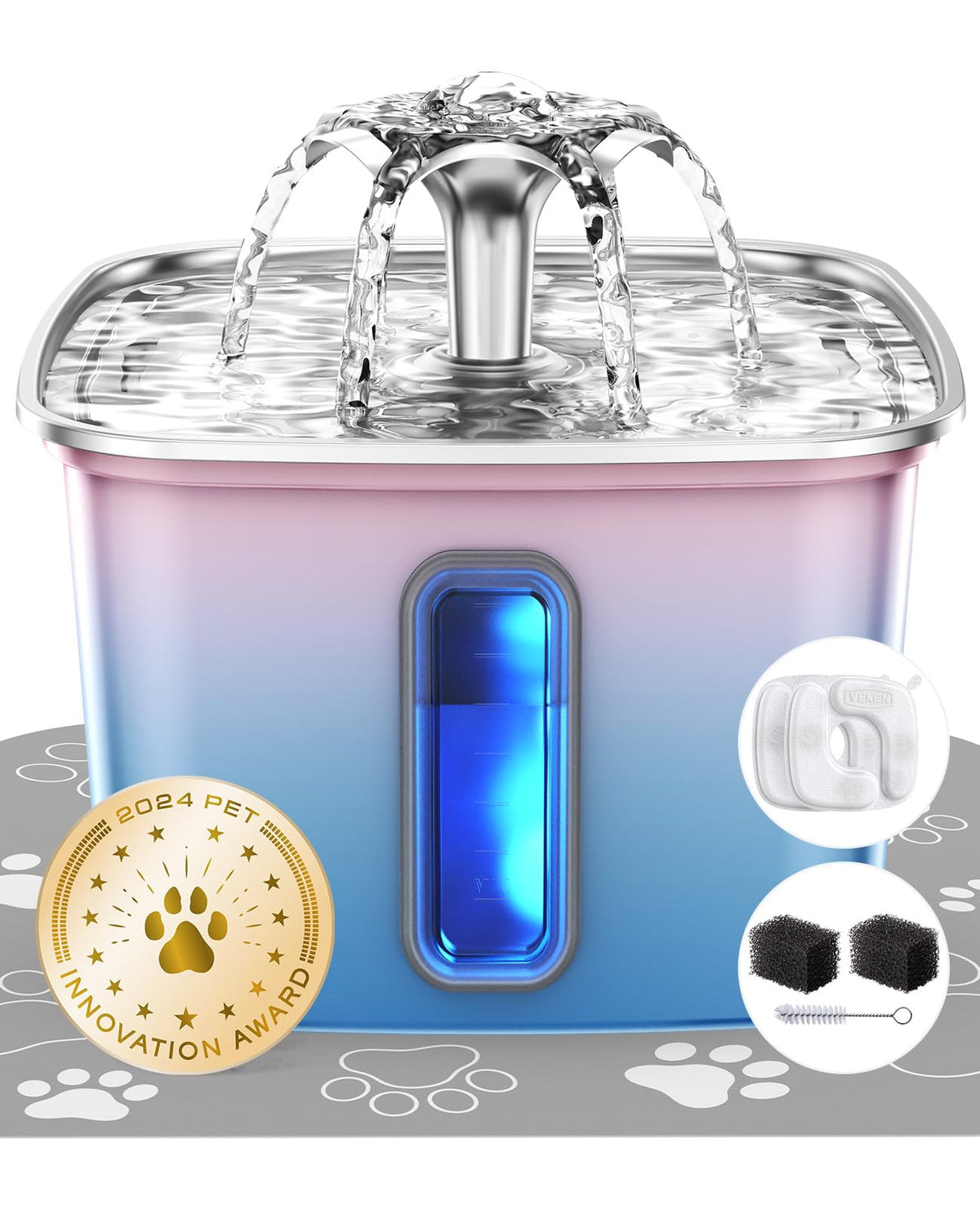 Veken 108oz Stainless Steel Cat Water Fountain – Ultra-Quiet