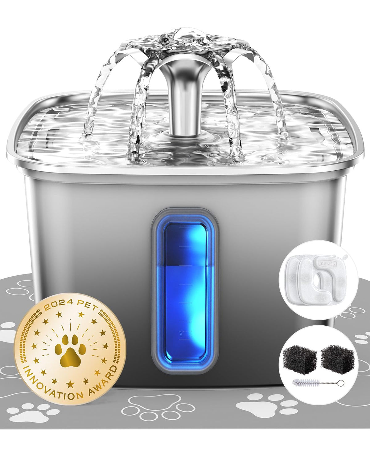 Veken 108oz Stainless Steel Cat Water Fountain – Ultra-Quiet