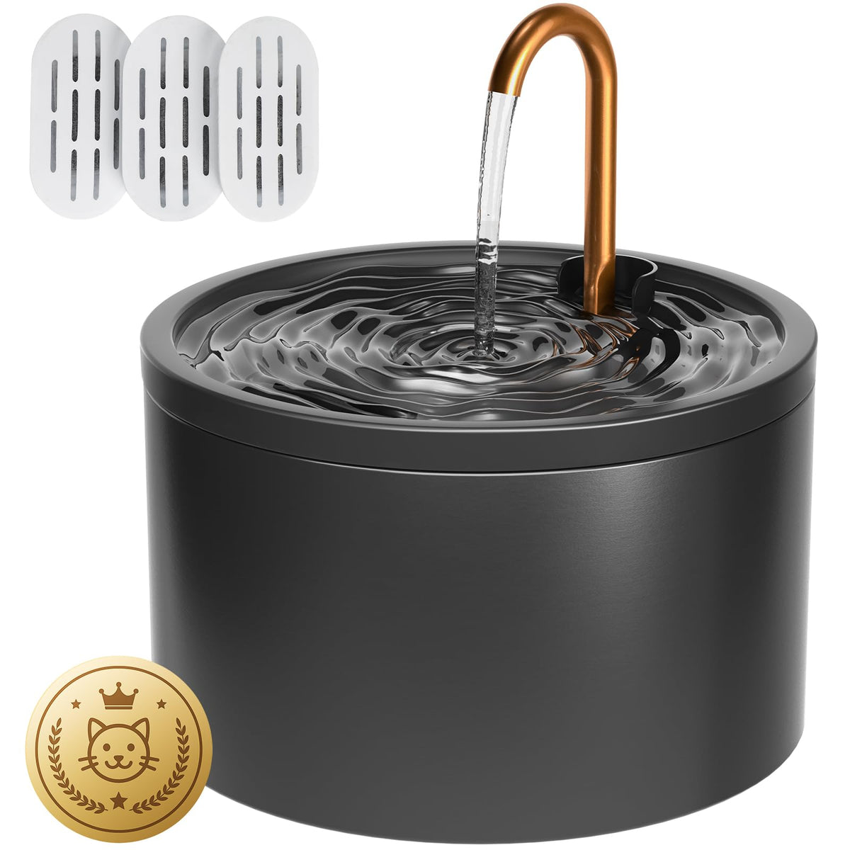 DOOOB 71oz Ceramic Cat Fountain with Copper Faucet Spout