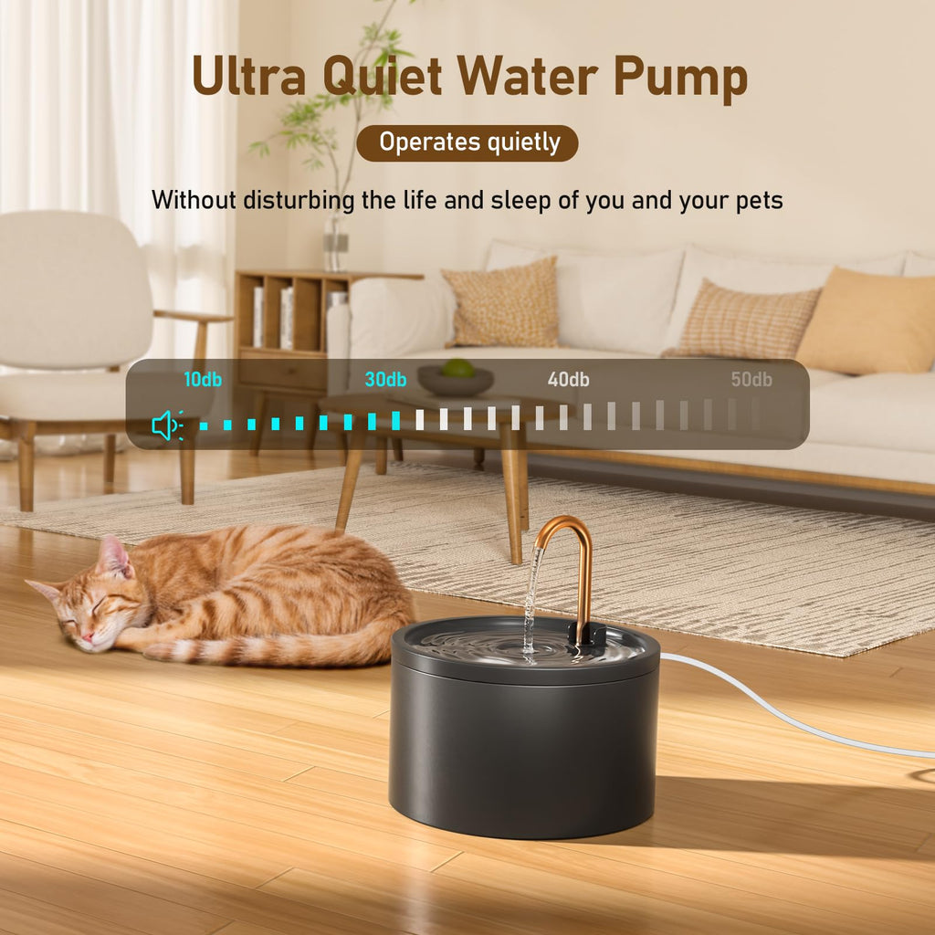 DOOOB 71oz Ceramic Cat Fountain with Copper Faucet Spout