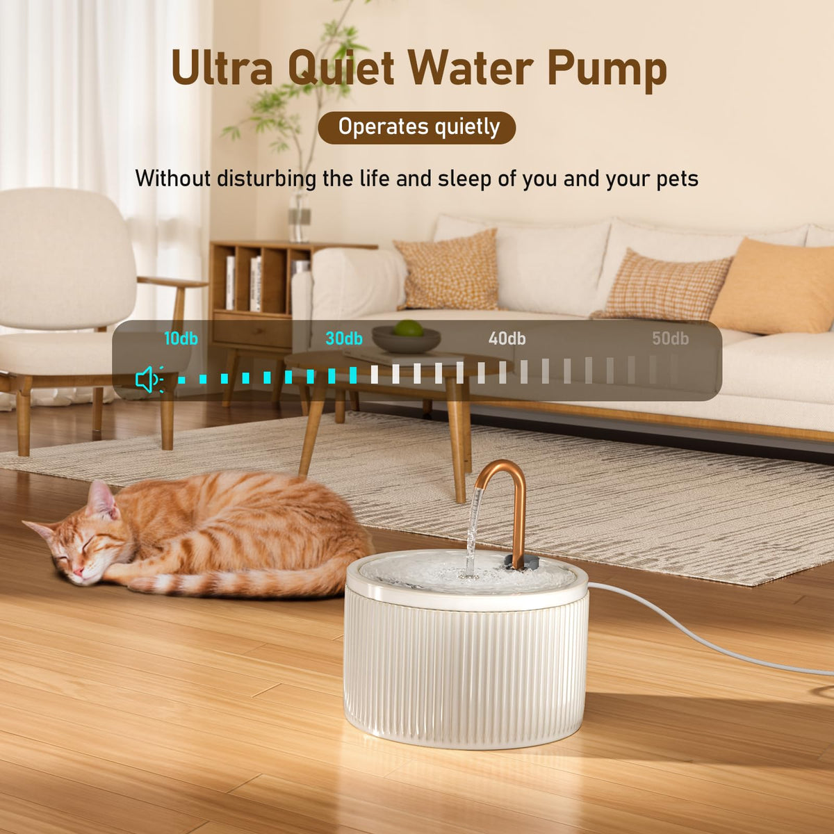 DOOOB 71oz Ceramic Cat Fountain with Copper Faucet Spout