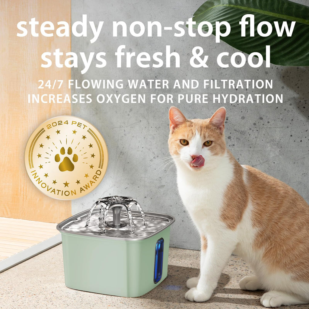 Veken 108oz Stainless Steel Cat Water Fountain – Ultra-Quiet